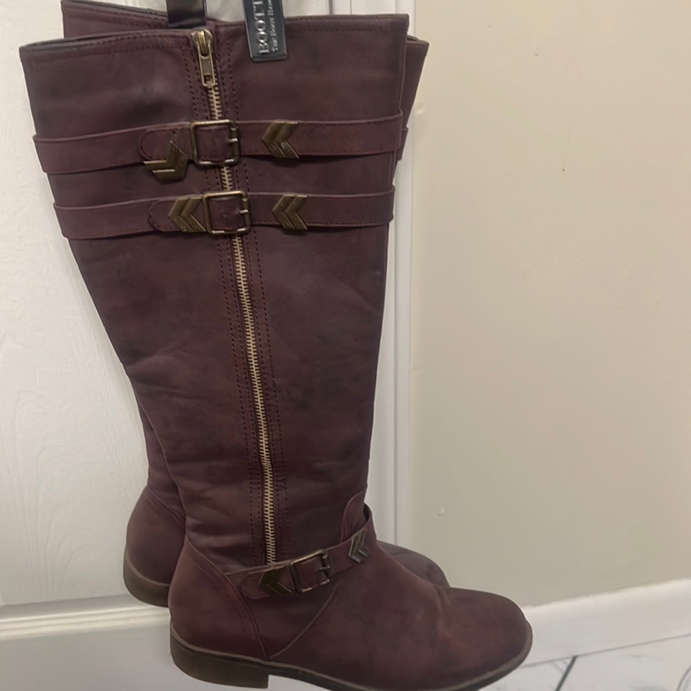 Karly Tall wide boots, wine color.